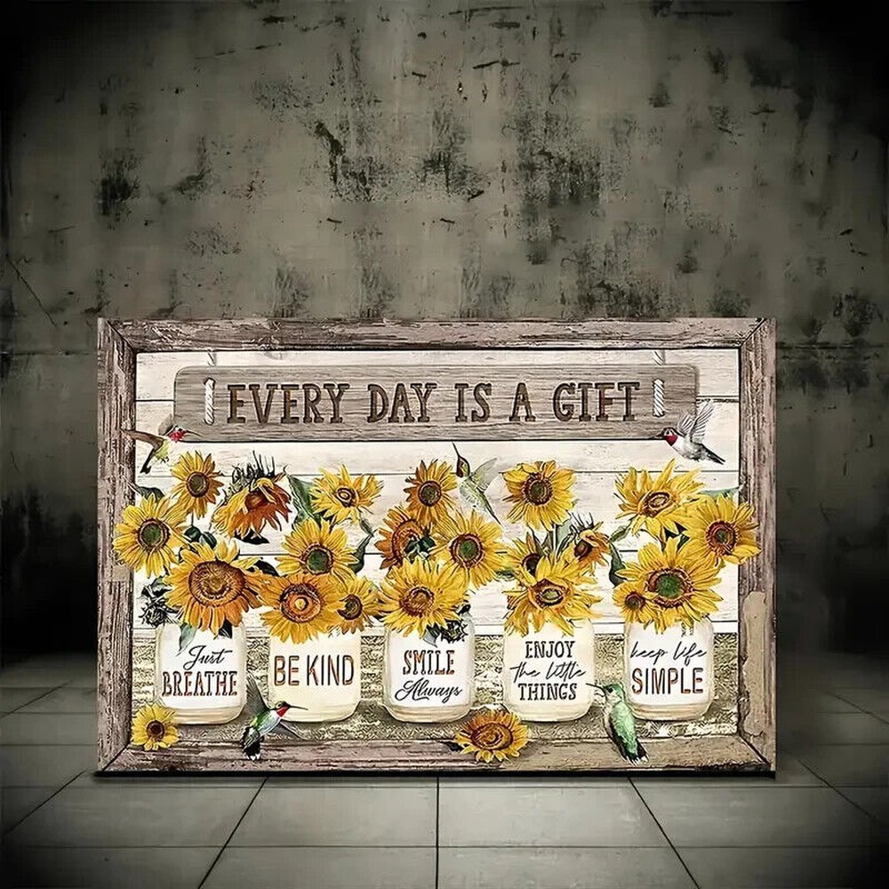 Every Day Is A Gift Motivational Canvas Print Framed 11.8" x 15.7" Wall Art NEW! Home & Garden:Home Décor:Posters & Prints Style Your Walls